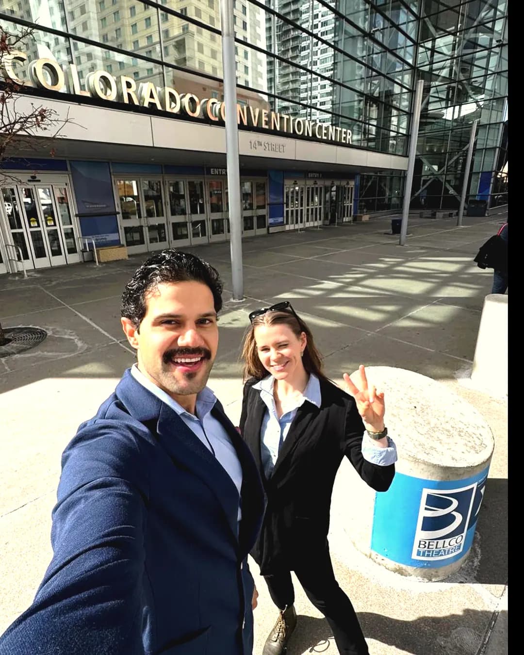 Andre and Liza, DECO founders, outside the Colorado Convention Center in Denver